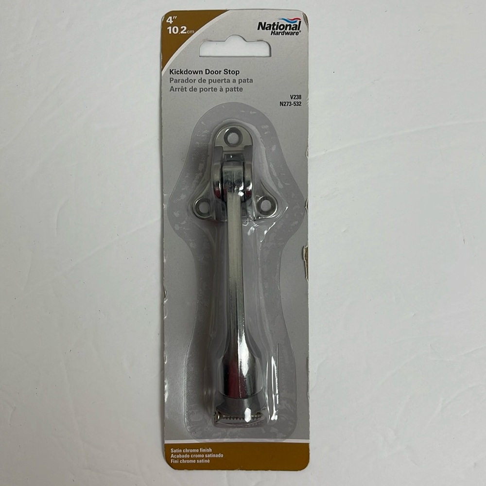 National Hardware 4 inch Kickdown Doorstop NEW Satin Chrome Finish V238 N273-532